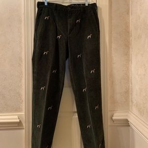 Brooks Brothers Men’s Hudson Pants Embroidered Dog Corduroy Pants 34 x 32